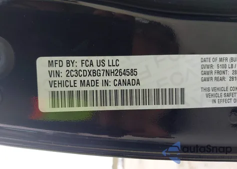 2022 Dodge Charger Sxt Rwd из США, поврежденный, VIN 2C3CDXBG7NH264585